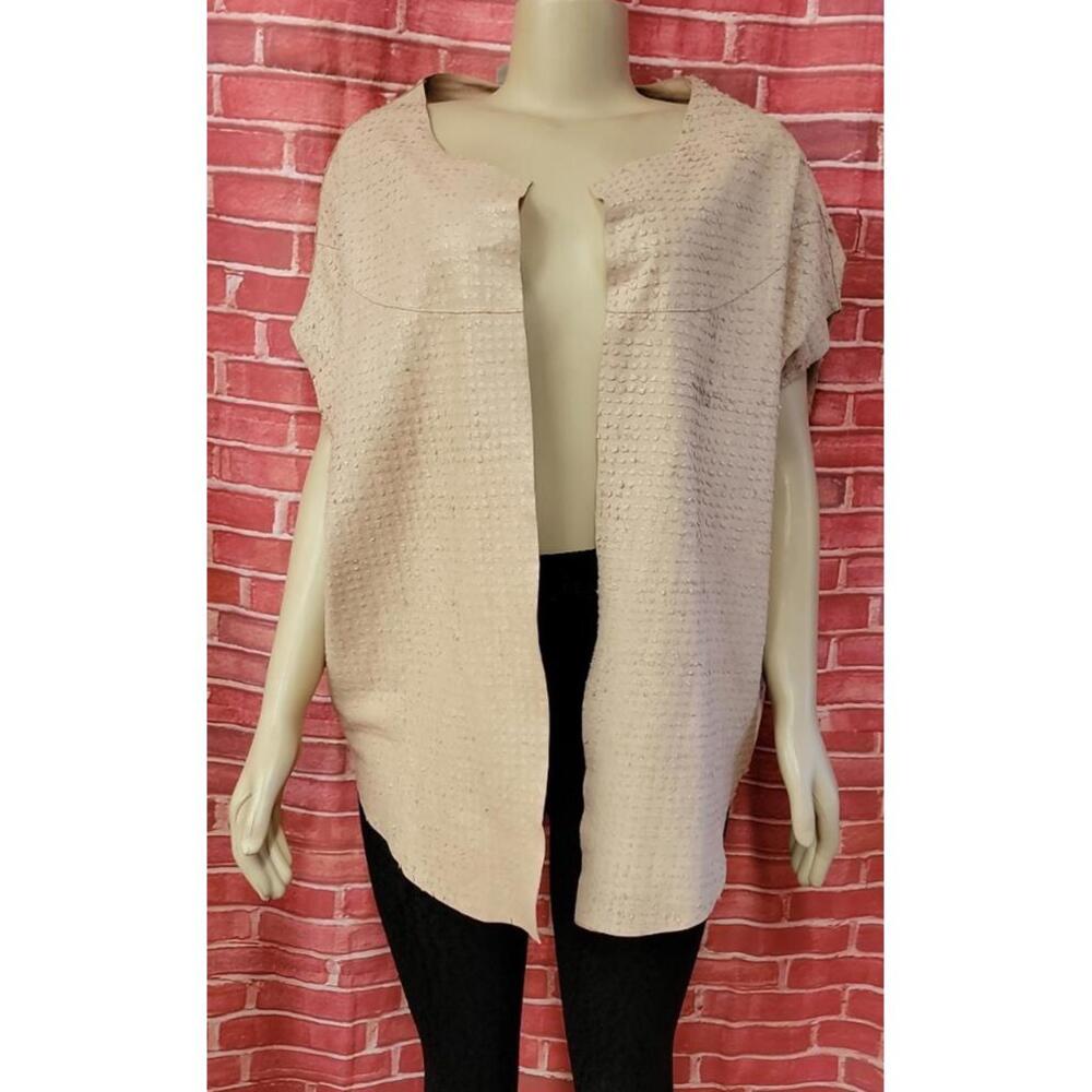 DROME, GENUINE TAUPE PELLE REAL LEATHER small OPEN OVERSIZED VEST COAT #CB9
